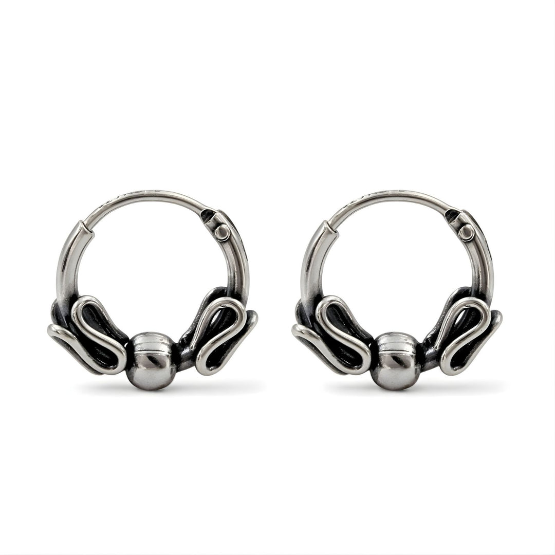 925 Real Sterling Silver Oxidized Twisted design hoop earrings for Girls - Pair