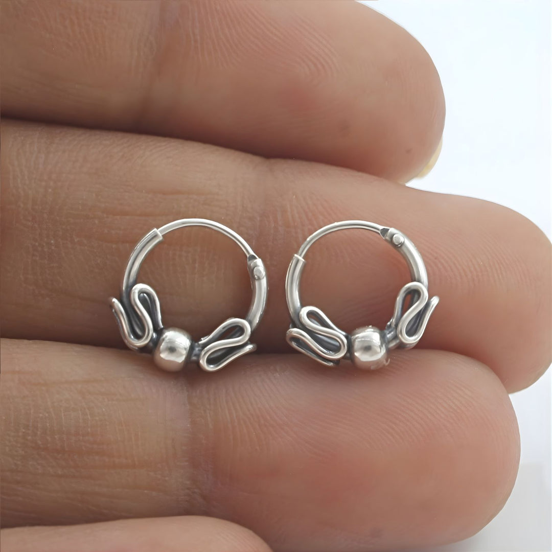 925 Real Sterling Silver Oxidized Twisted design hoop earrings for Girls - Pair