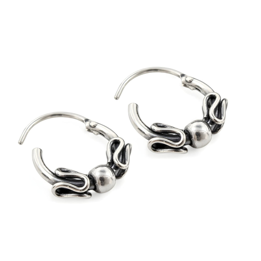 925 Real Sterling Silver Oxidized Twisted design hoop earrings for Girls - Pair