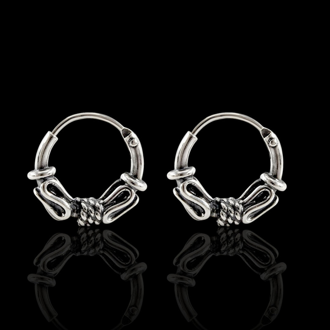 925 Real Sterling Silver Oxidized wired design bali hoop earrings for Girls - Pair