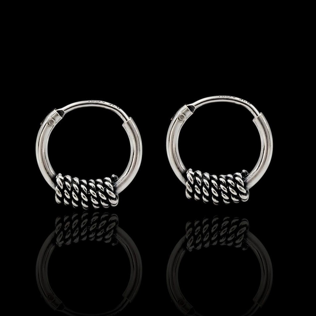 Divine 925 Real Sterling Silver Oxidized hoop earrings for Girls  - Pair