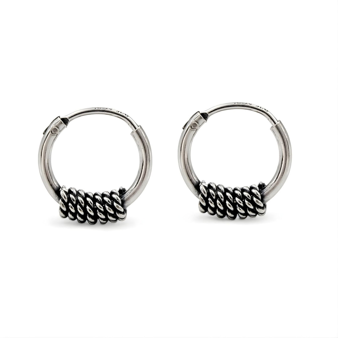 Divine 925 Real Sterling Silver Oxidized hoop earrings for Girls  - Pair