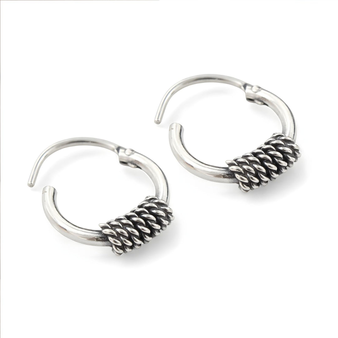 Divine 925 Real Sterling Silver Oxidized hoop earrings for Girls  - Pair