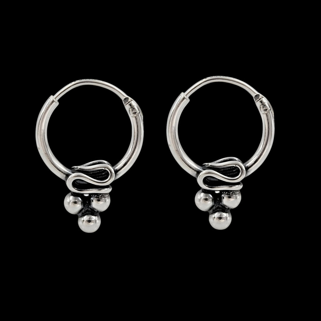 Unique 925 Real Sterling Silver Oxidized small hoop earrings for Girls - Pair