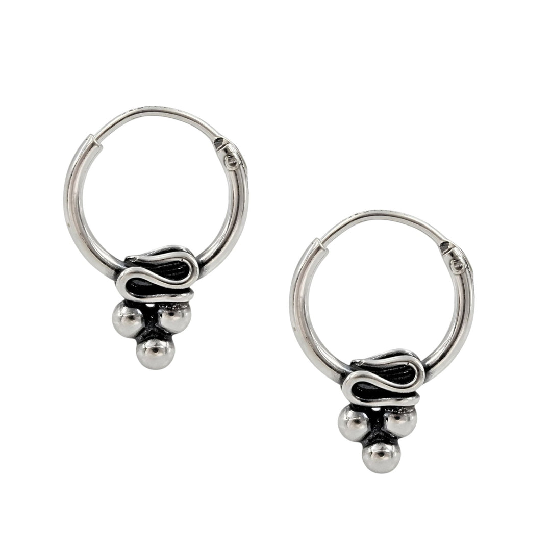 Unique 925 Real Sterling Silver Oxidized small hoop earrings for Girls - Pair