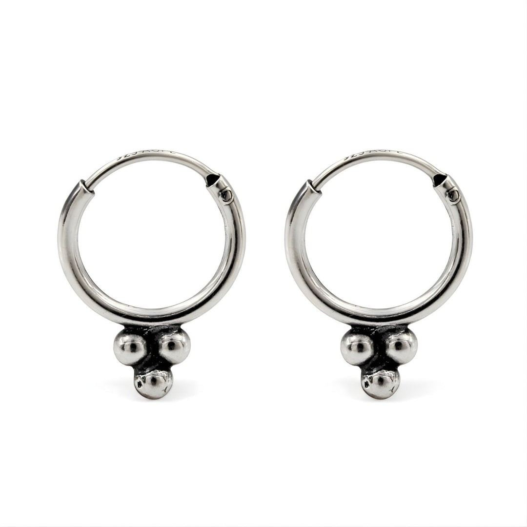 925 Real Sterling Silver Oxidized mini bali hoop earrings for Girls - Pair