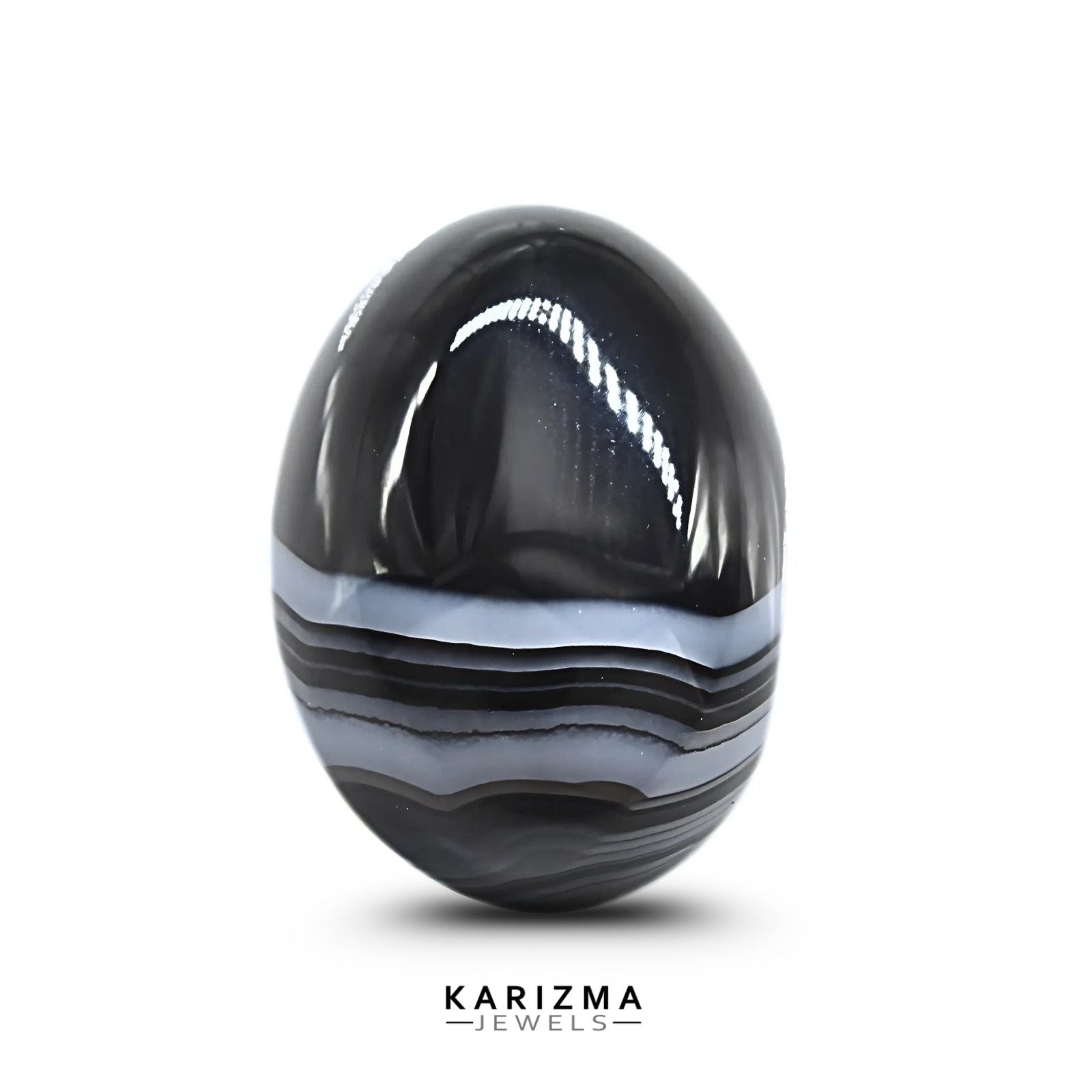 12.6Ct Natural Black and Grey Sulemani Hakik Oval Stone – Karizma