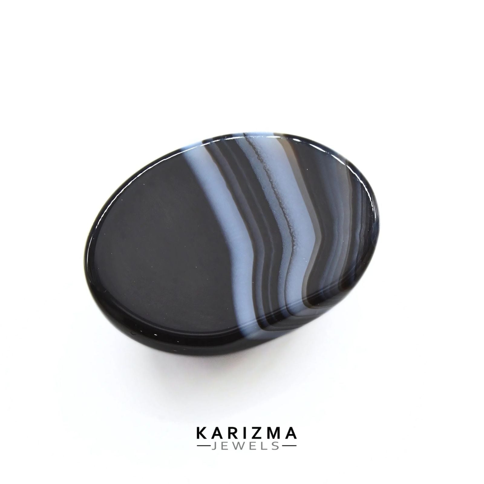 12.6Ct Natural Black and Grey Sulemani Hakik Oval Stone – Karizma