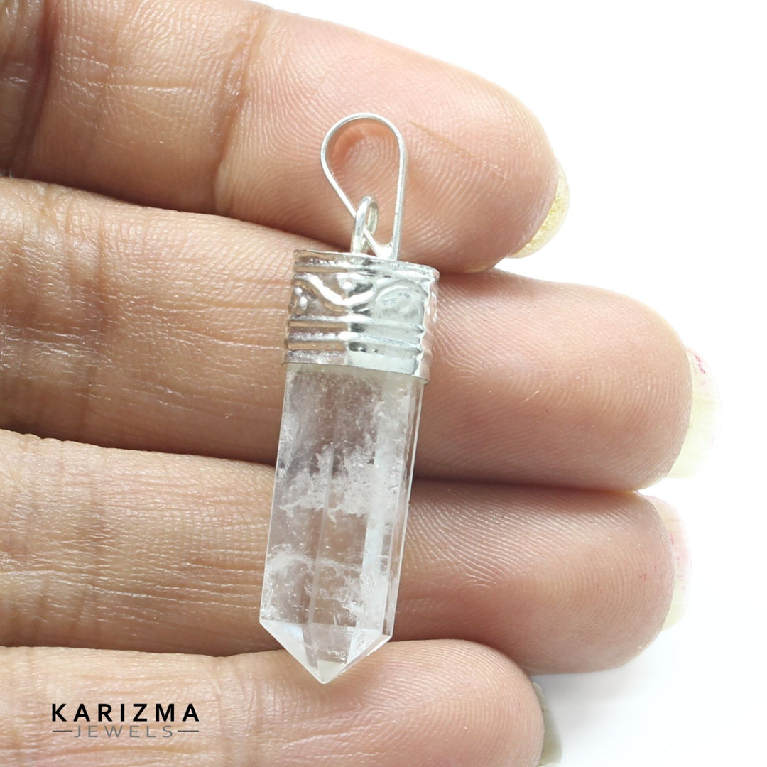 20.2Ct Natural Quartz Crystal Healing Point Pencil Pendant