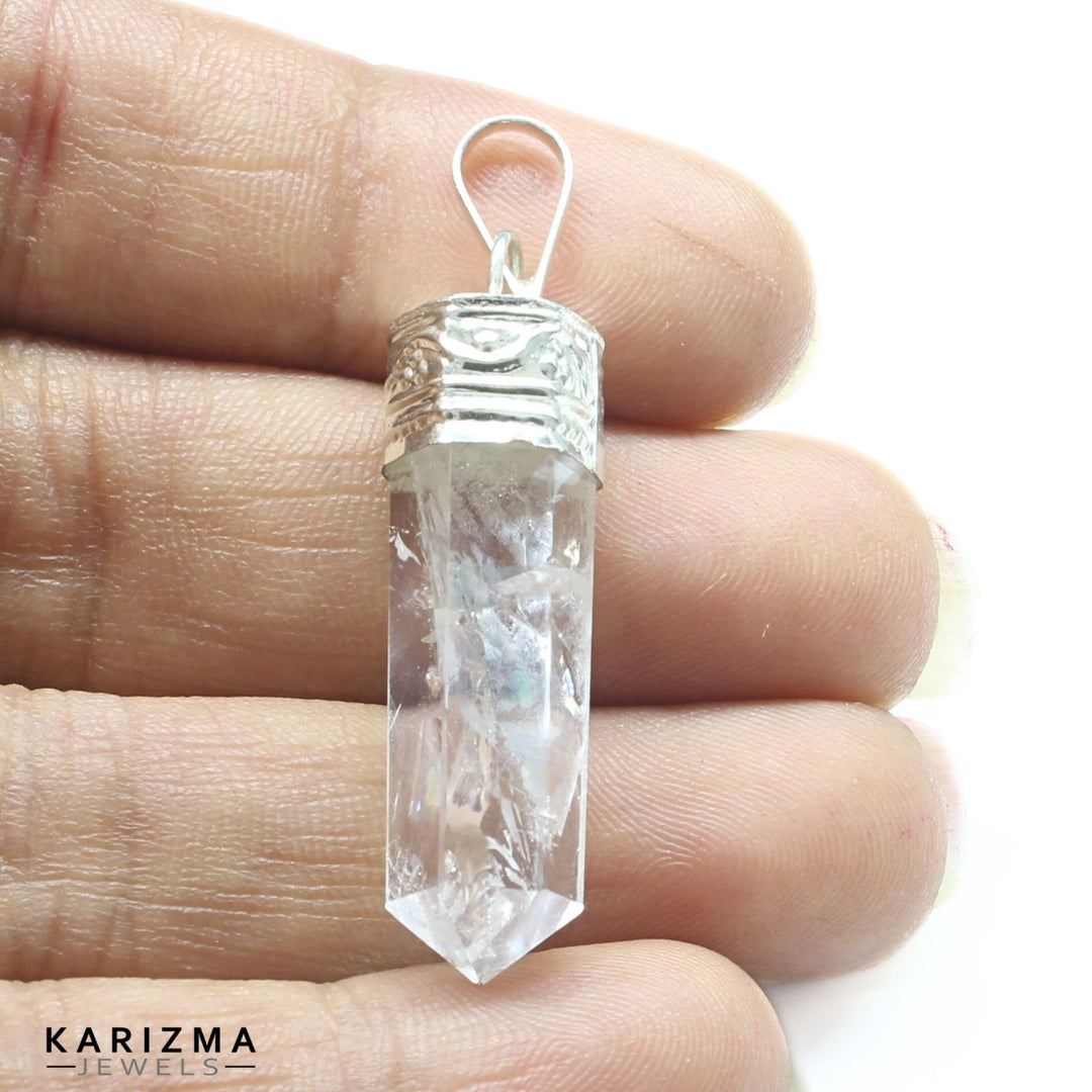 22.3Ct Natural Quartz Crystal Healing Point Pencil Pendant
