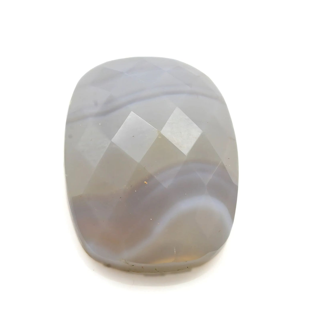 16.3Ct Natural White Agate Cushion Checker Cut Gemstone