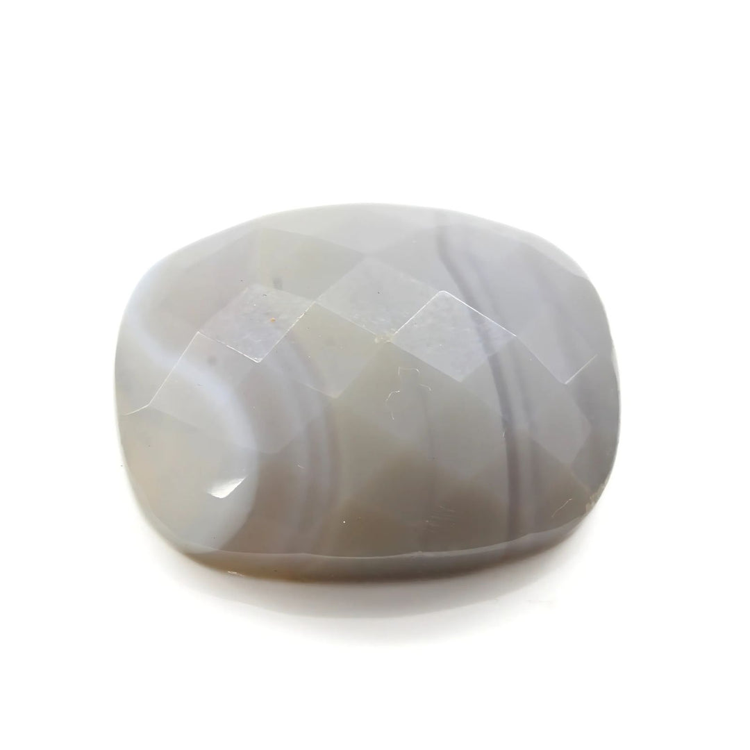 16.3Ct Natural White Agate Cushion Checker Cut Gemstone