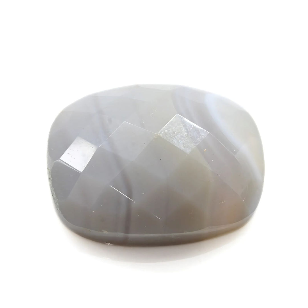 16.3Ct Natural White Agate Cushion Checker Cut Gemstone
