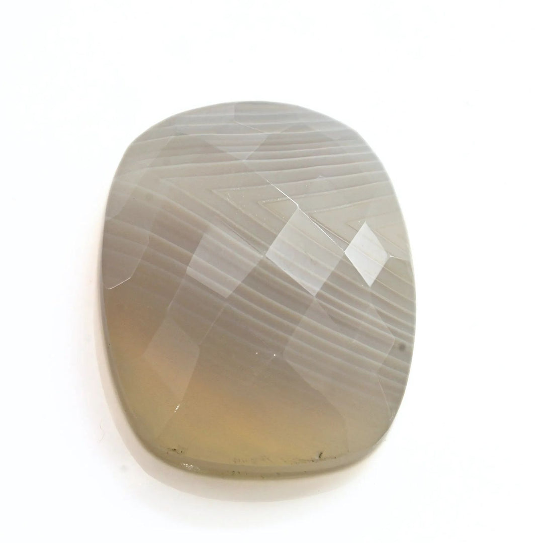 14.2Ct Natural White Agate Cushion Checker Cut Gemstone