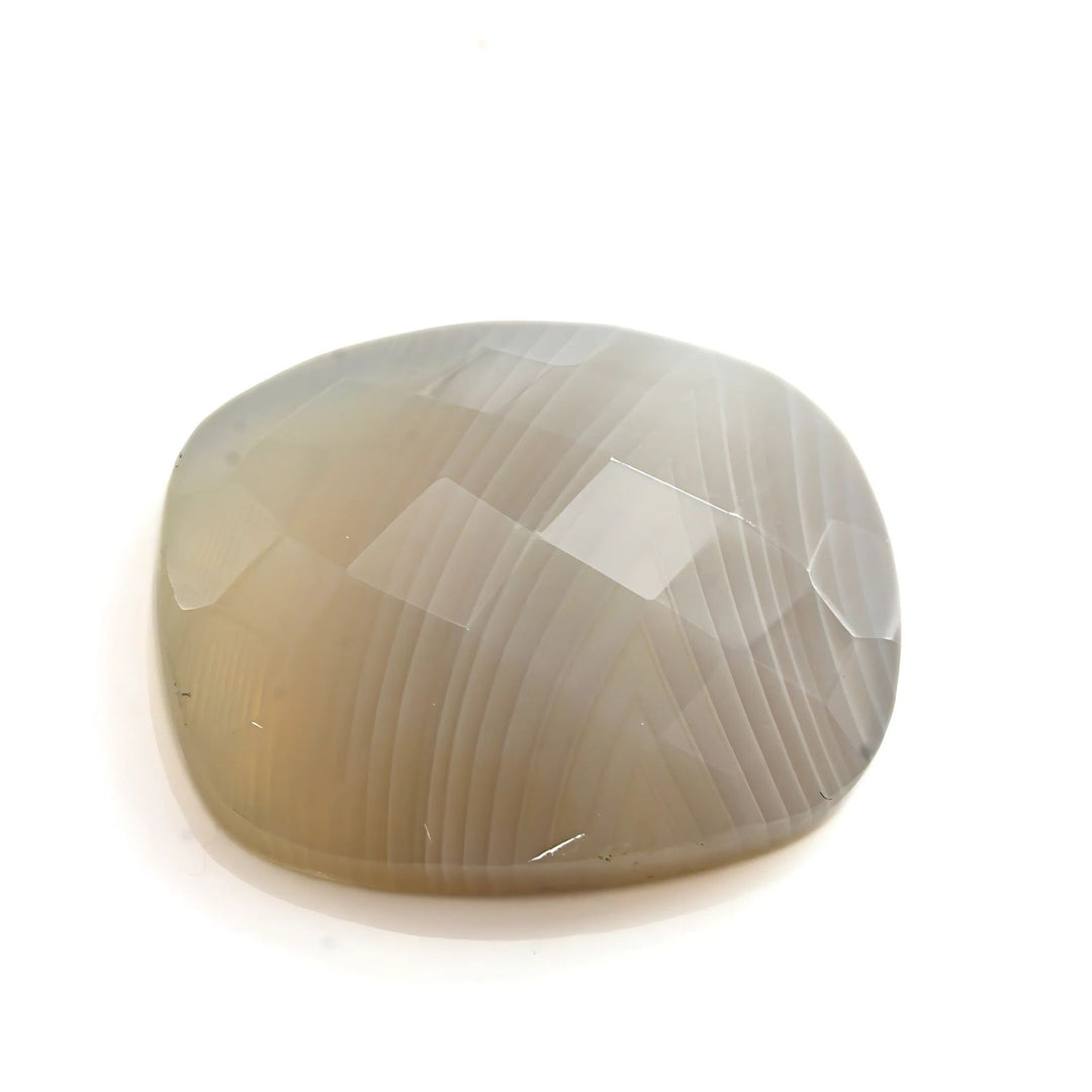 14.2Ct Natural White Agate Cushion Checker Cut Gemstone