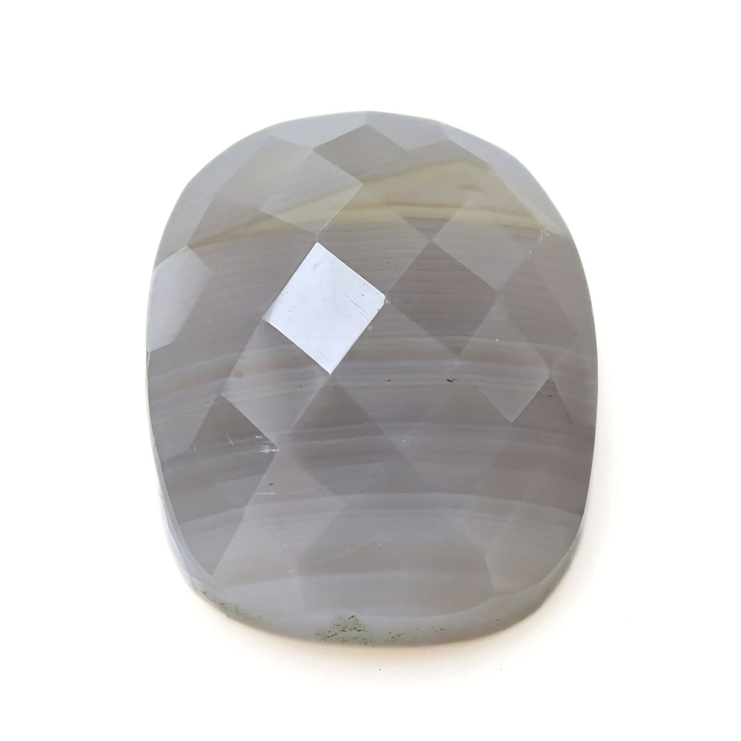 15.7Ct Natural White Agate Cushion Checker Cut Gemstone