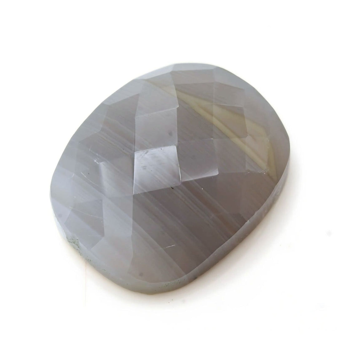 15.7Ct Natural White Agate Cushion Checker Cut Gemstone