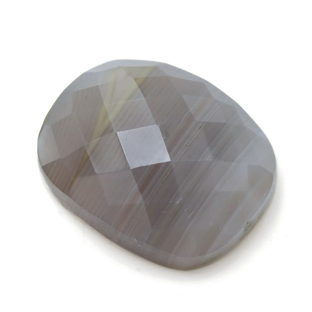 15.7Ct Natural White Agate Cushion Checker Cut Gemstone
