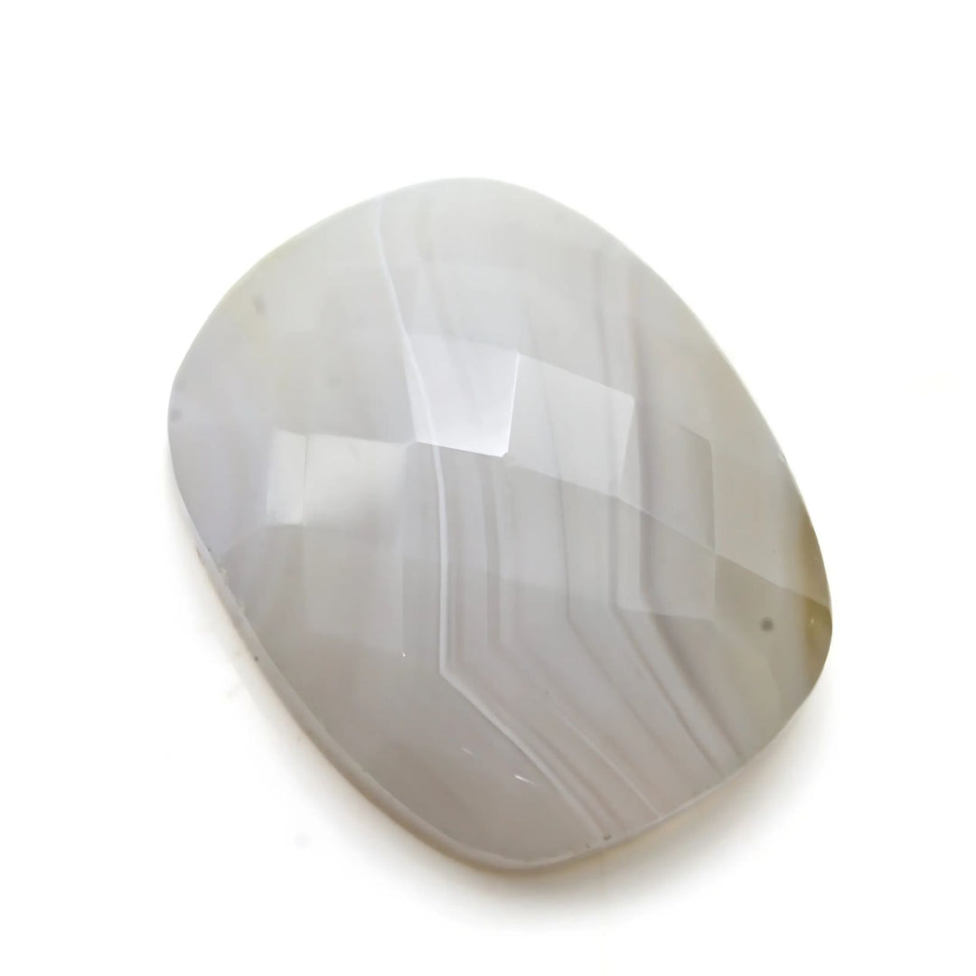 13.7Ct Natural White Agate Cushion Checker Cut Gemstone