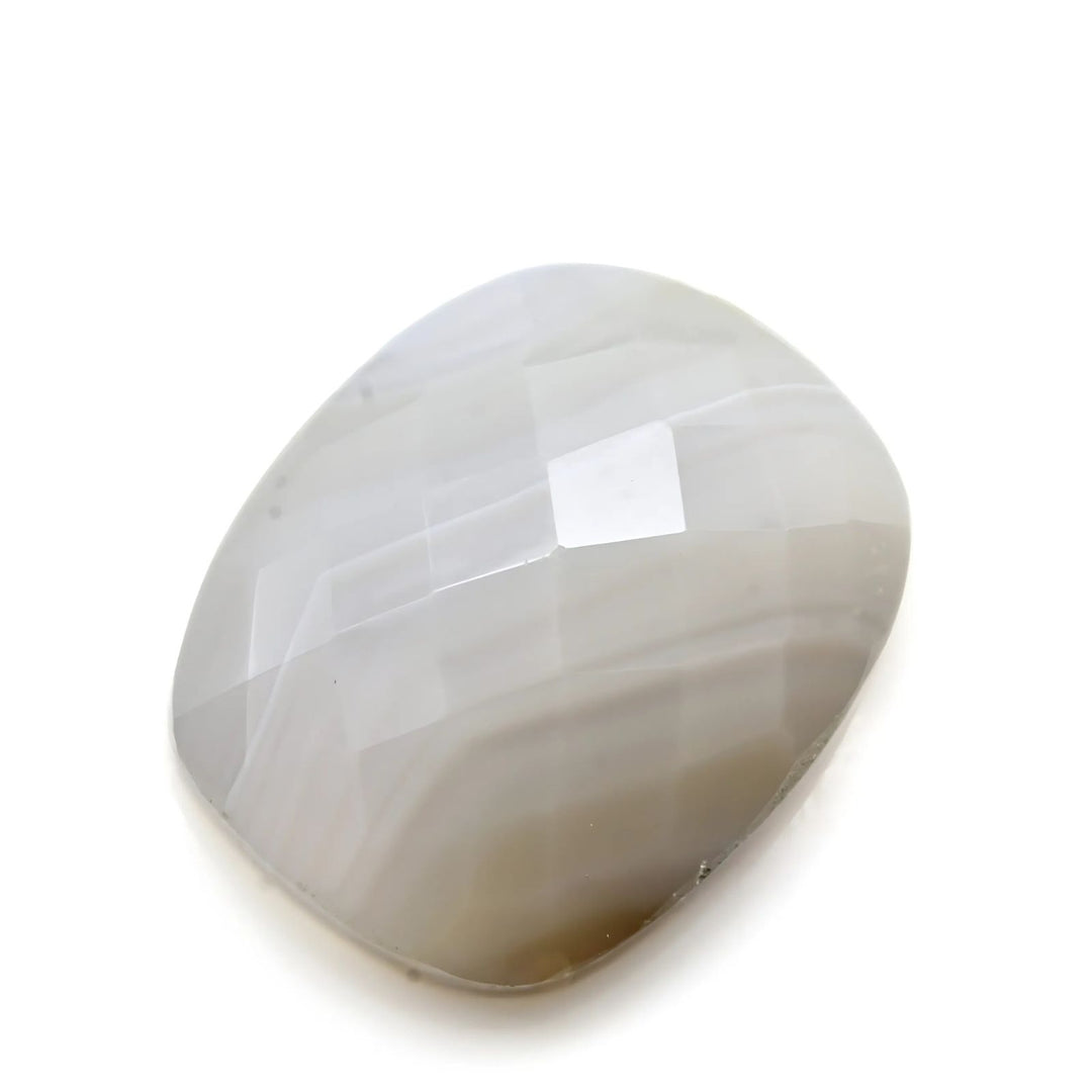 13.7Ct Natural White Agate Cushion Checker Cut Gemstone