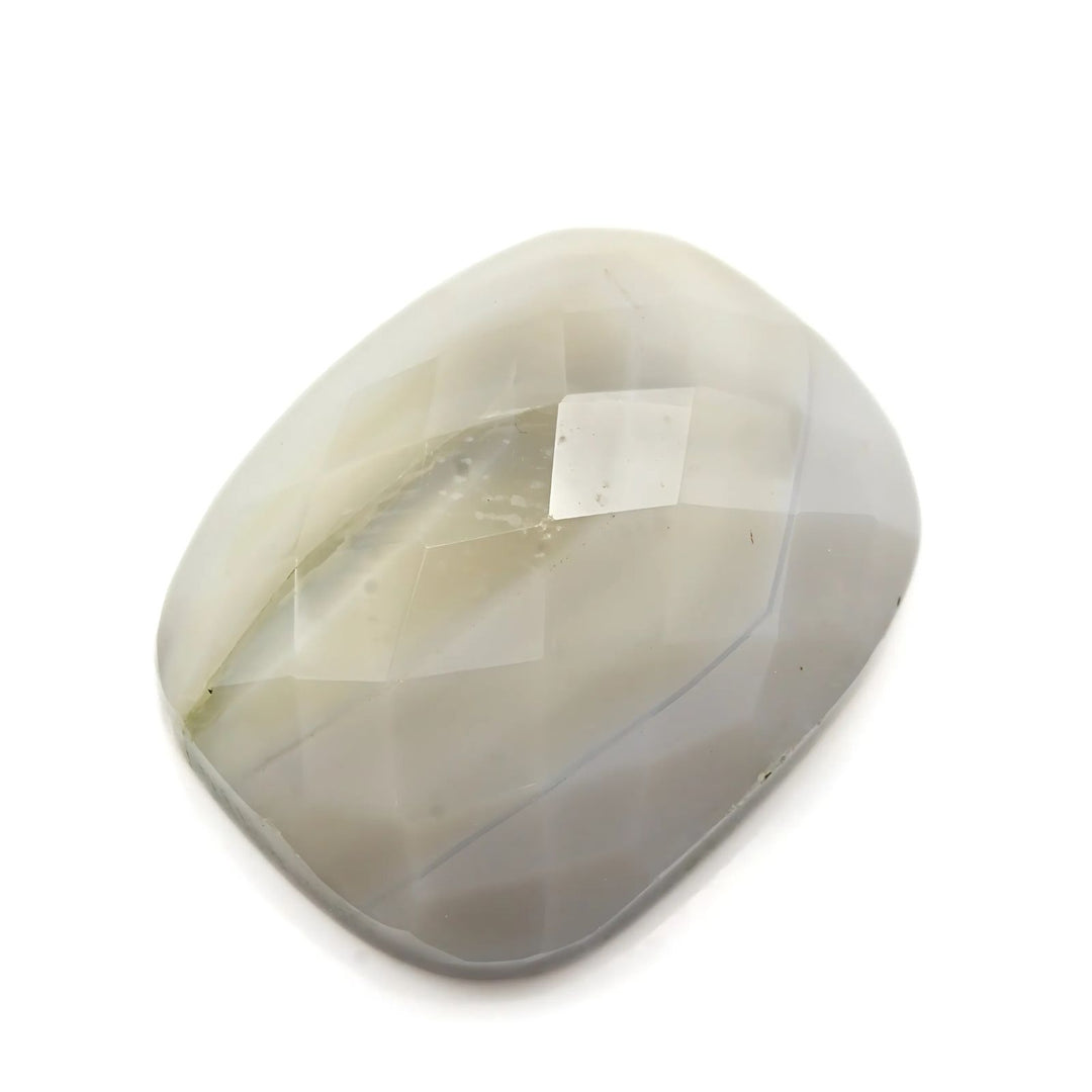 16.8Ct Natural White Agate Cushion Checker Cut Gemstone