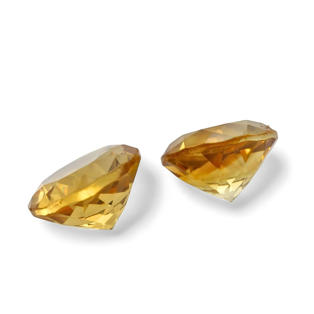 6.5Ct Natural Yellow Citrine (Sunella) Round Shape Gemstone - Pair