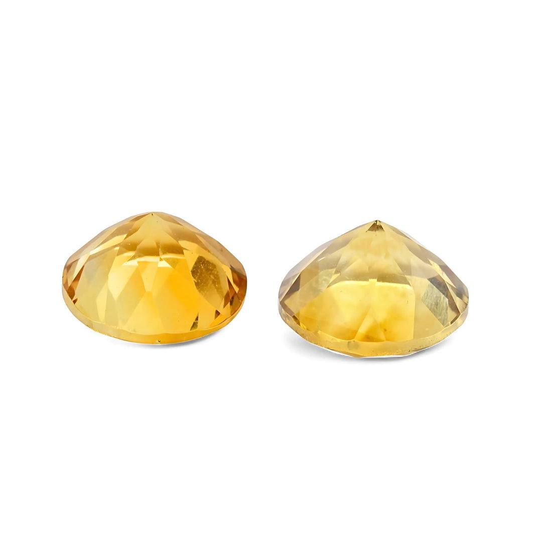 6.5Ct Natural Yellow Citrine (Sunella) Round Shape Gemstone - Pair
