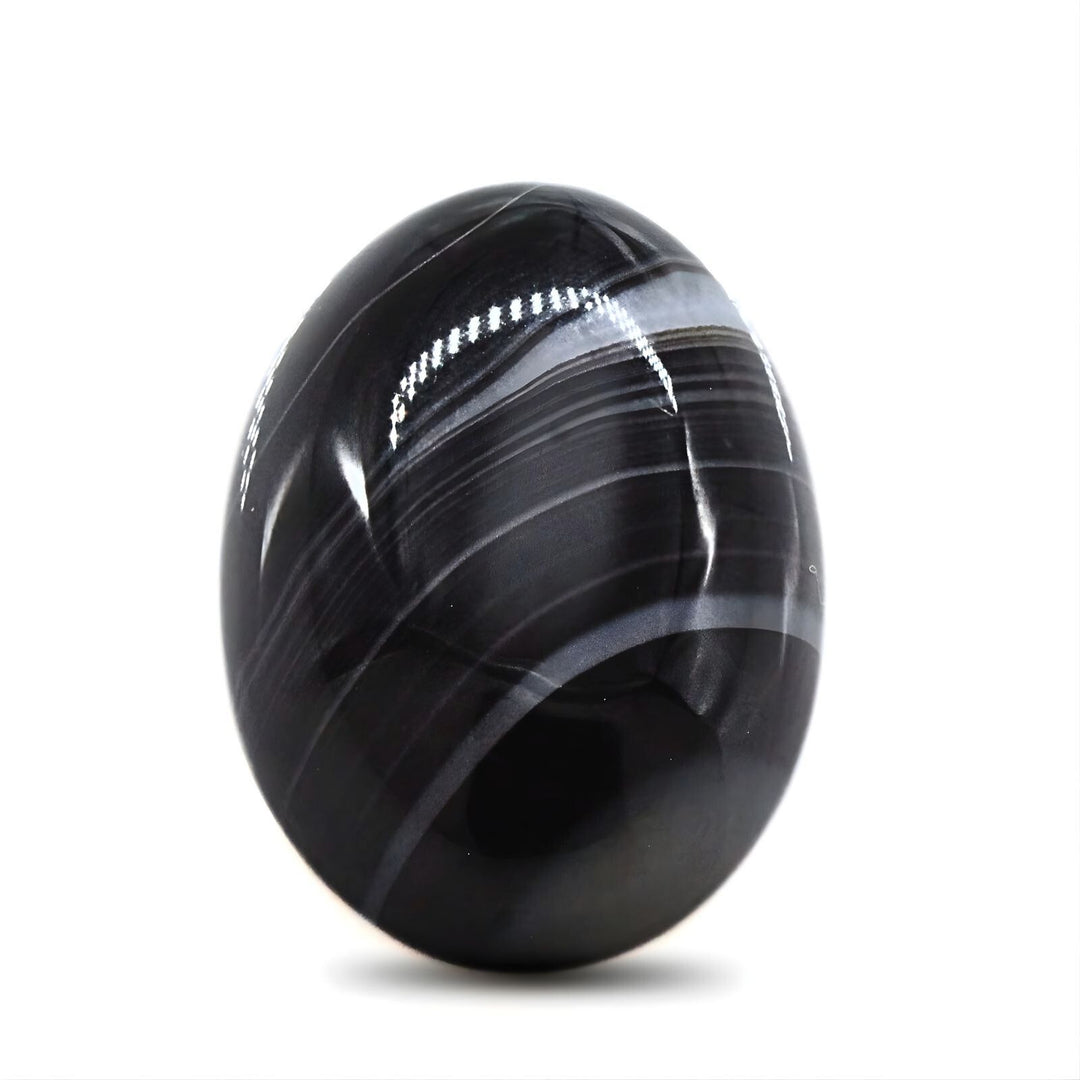 12.8Ct Natural Vibrant Black and Grey Sulemani Hakik Oval Gemstone