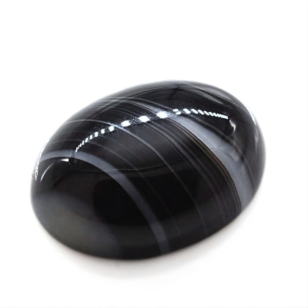 12.8Ct Natural Vibrant Black and Grey Sulemani Hakik Oval Gemstone