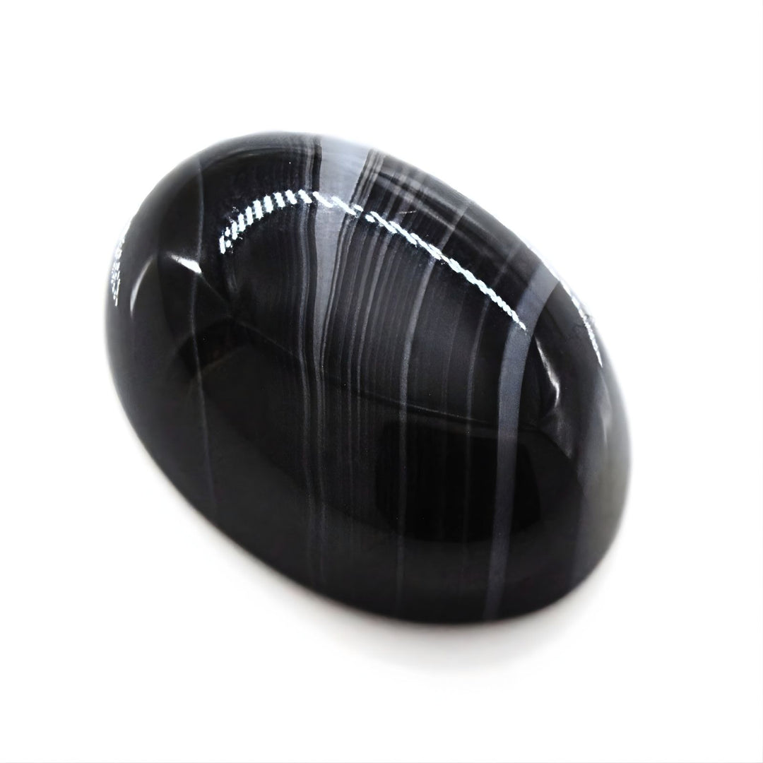 12.8Ct Natural Vibrant Black and Grey Sulemani Hakik Oval Gemstone