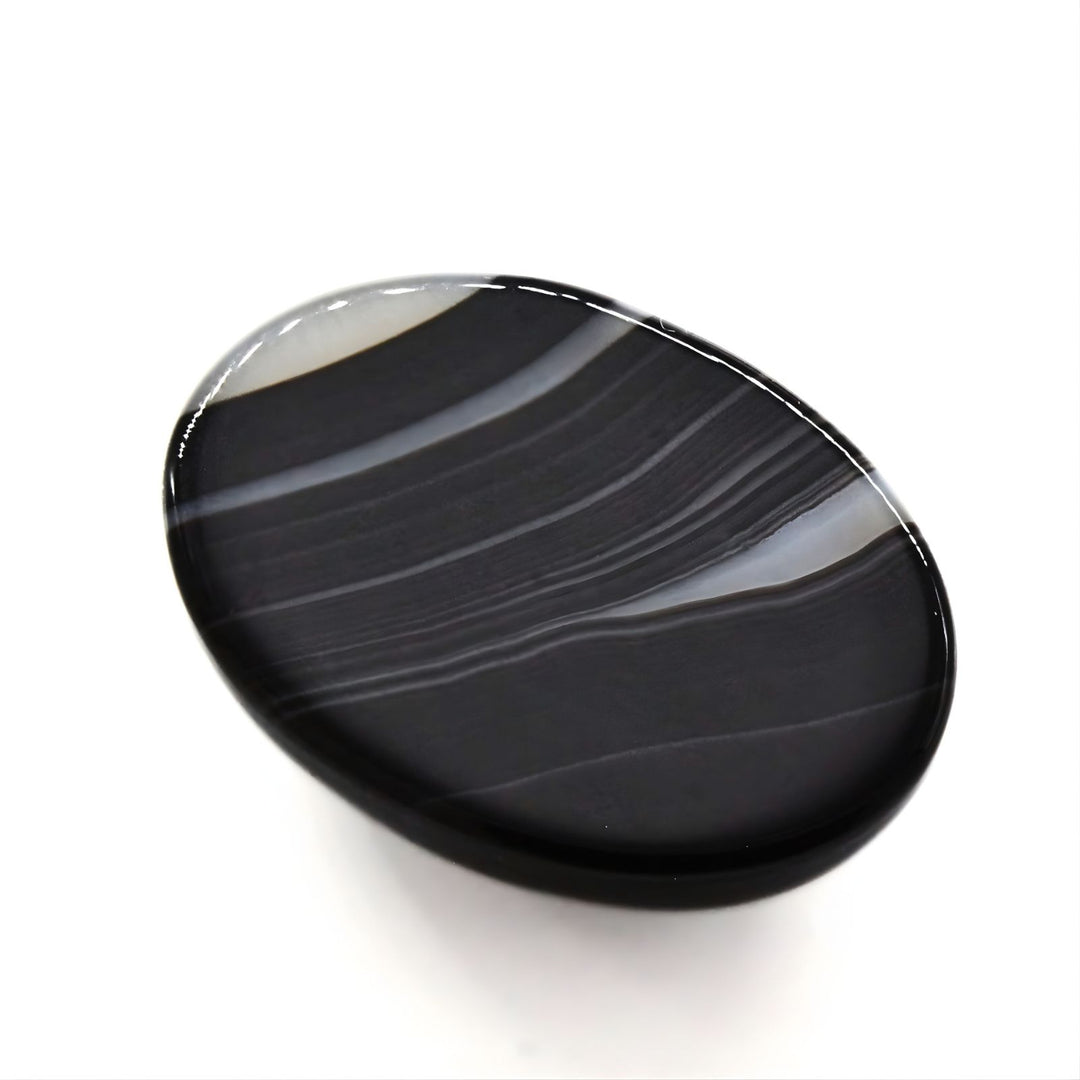 12.8Ct Natural Vibrant Black and Grey Sulemani Hakik Oval Gemstone