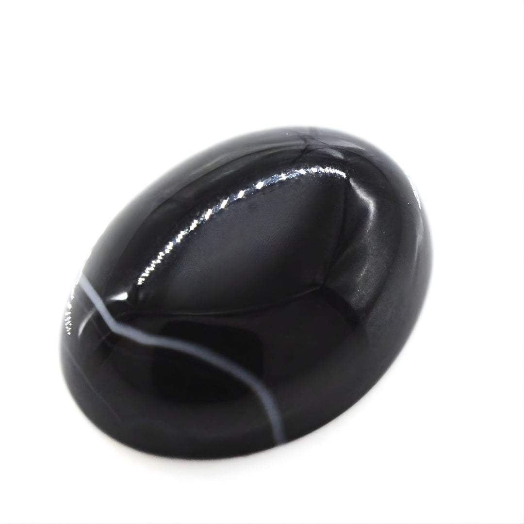 13Ct Earth Mined Black and Grey Agate Oval Polished Gemstone