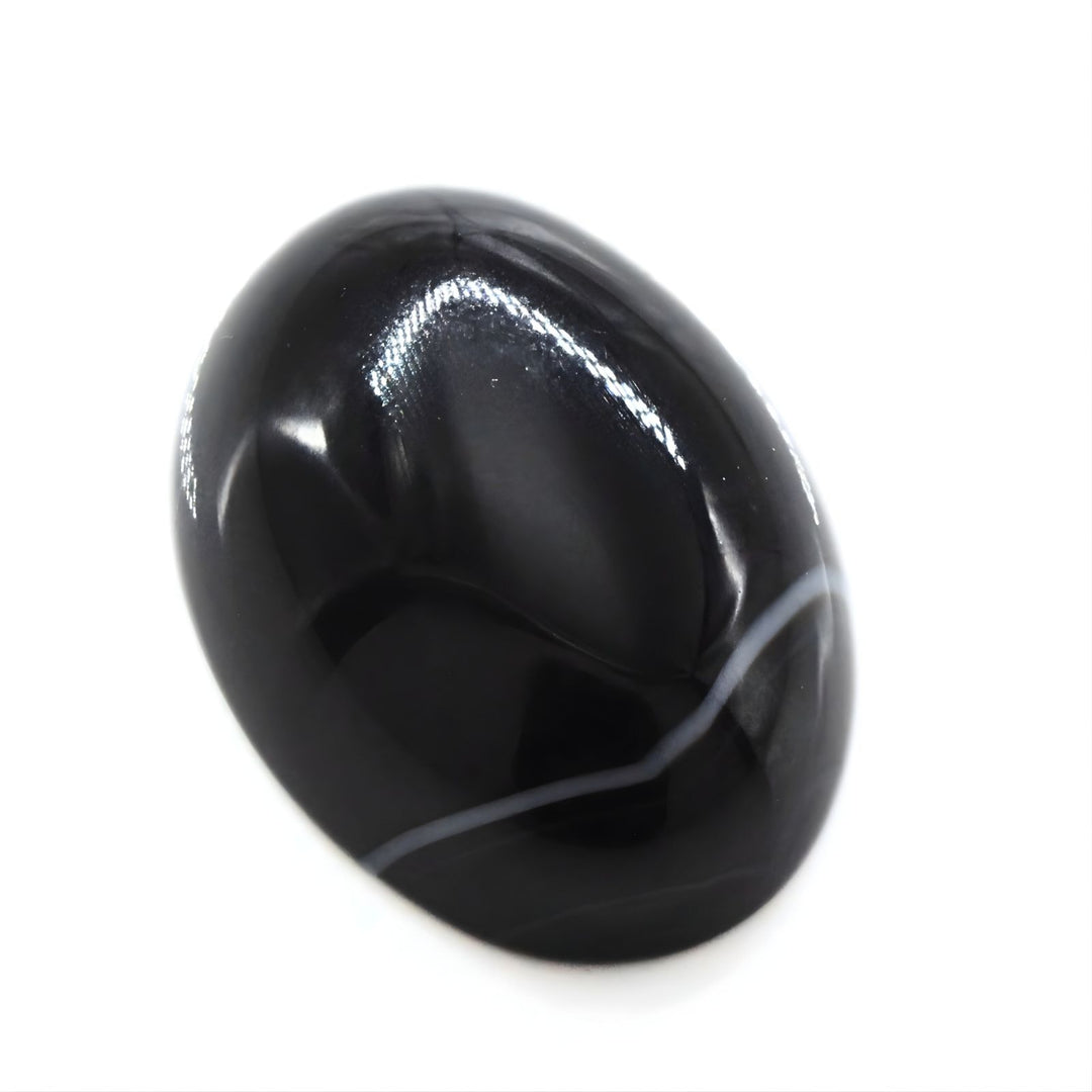 13Ct Earth Mined Black and Grey Agate Oval Polished Gemstone