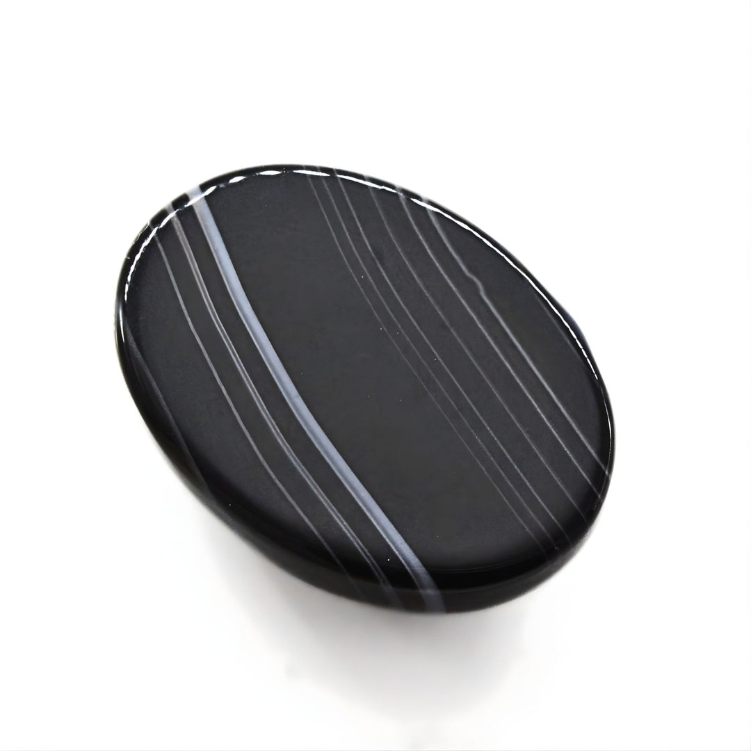 12.9Ct High-quality Natural Black and Grey Sulemani Hakik Oval Gemstone