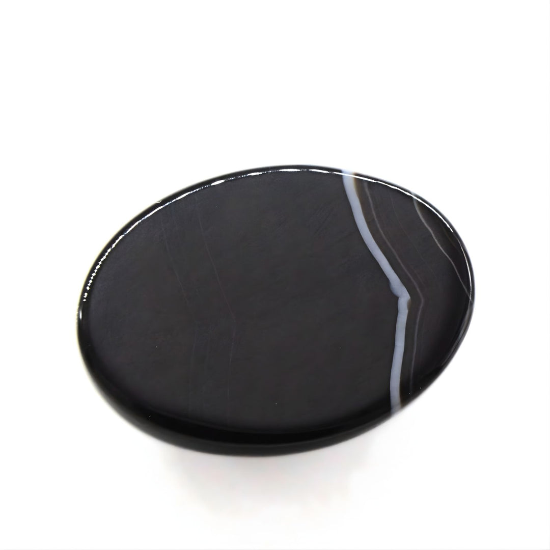 13Ct Earth Mined Black and Grey Agate Oval Polished Gemstone