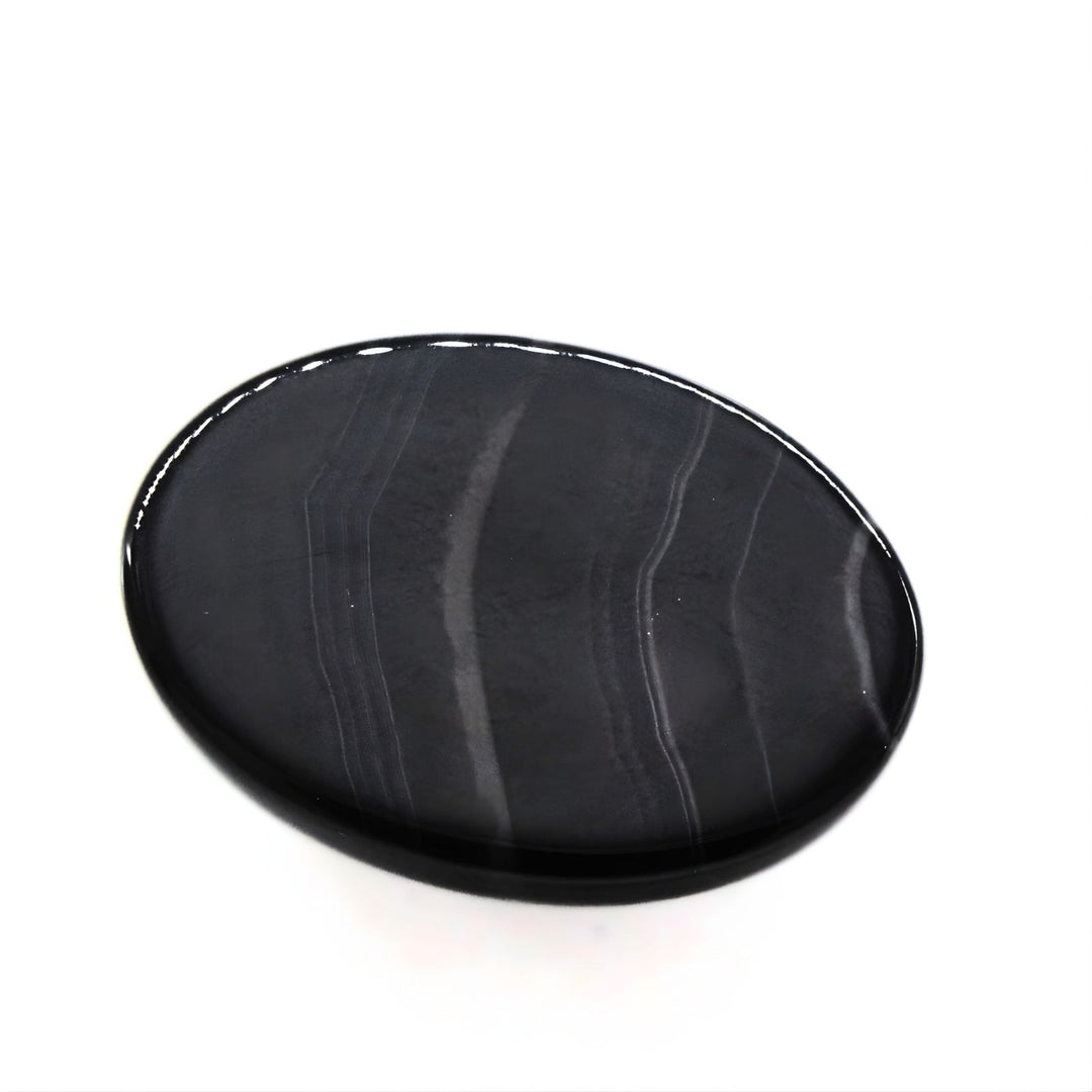 12.4Ct Natural Black and Grey Sulemani Hakik Smooth Oval Loose Stone