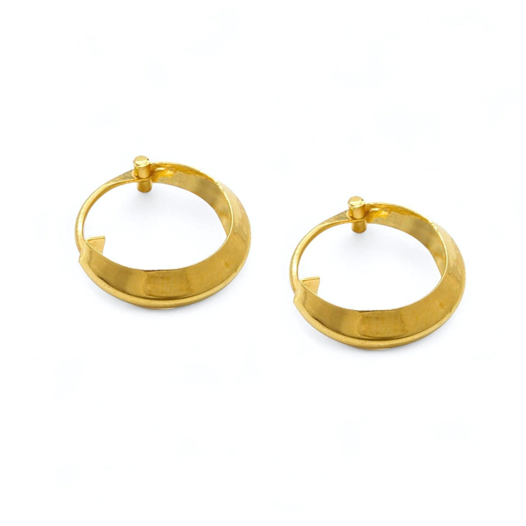 Indian hinged hoop V shape earrings 18k Solid Yellow Gold