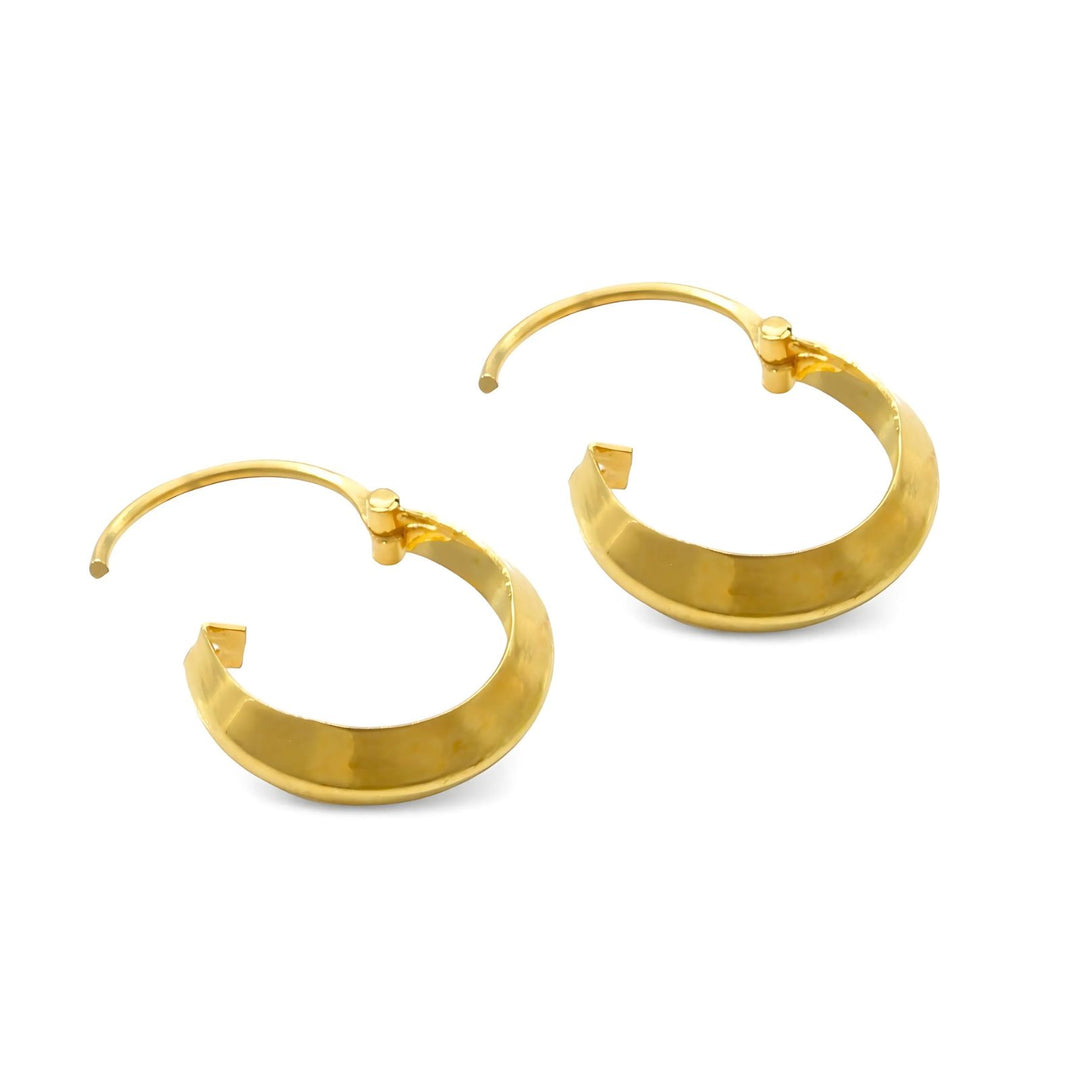 Indian hinged hoop V shape earrings 18k Solid Yellow Gold
