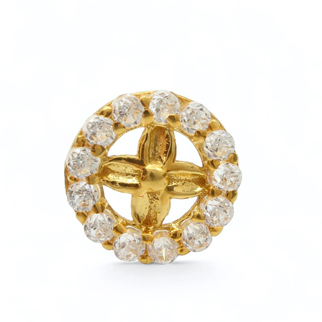 18K Real Gold Clear White CZ party wear Nose stud Gold Screw Back