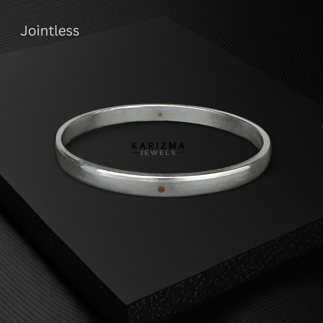 Handmade Jointless Solid Pure Silver Plain Bangle Bracelet Kada