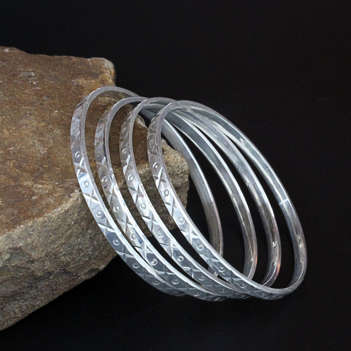 Fancy Design light weight silver bangle bracelets