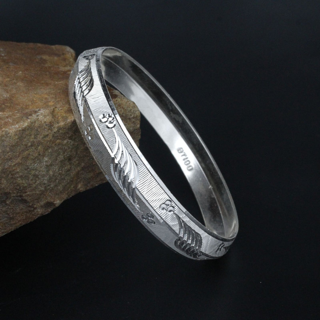 Real 990 Solid Silver Men's gorgeous Bangle Bracelet