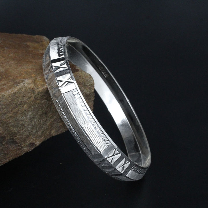 Heavy Real Silver Bangle Bracelet for Men's 