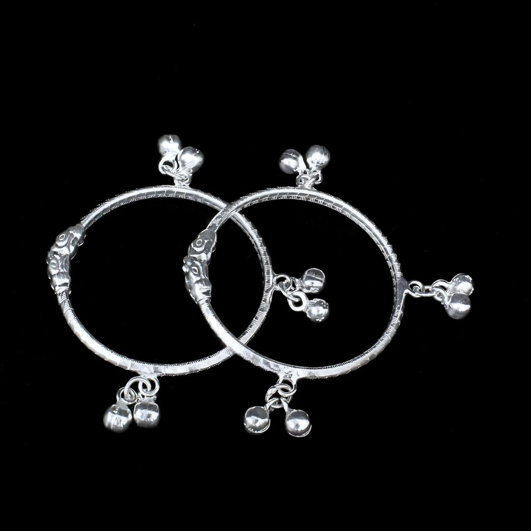 Real Silver Baby Toddler gifting Bangles Bracelet With Jingle Bells - Pair