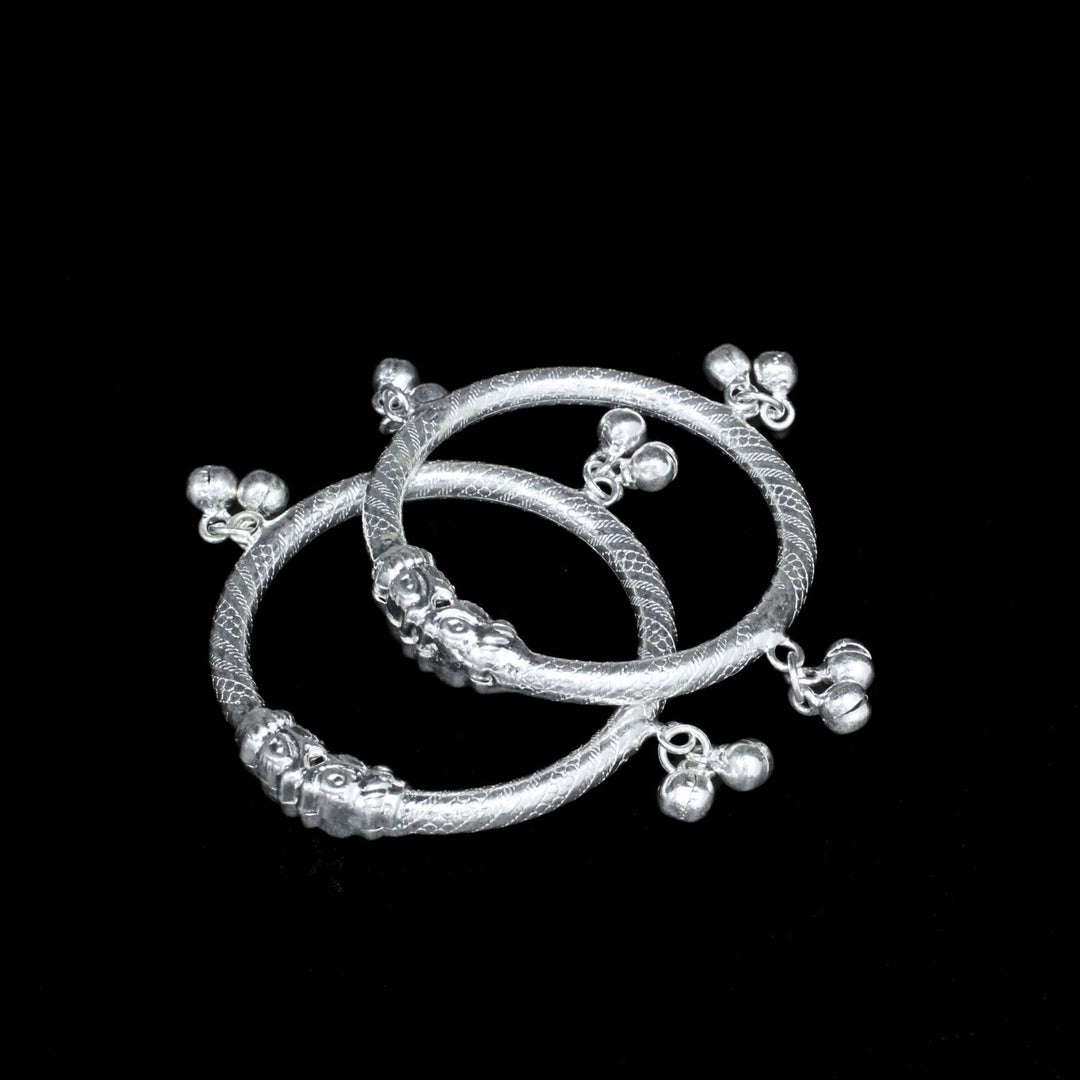 Real Silver fabulous gifting Kids Bangles Bracelet With Jingle Bells - Pair