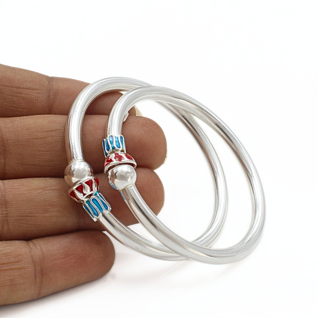 Elegant 925 Real Silver kids Openable Ball design Bangle Bracelet - Pair