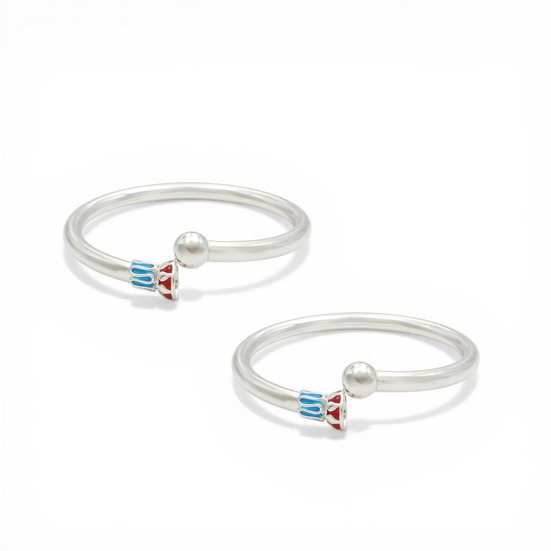 Elegant 925 Real Silver kids Openable Ball design Bangle Bracelet - Pair