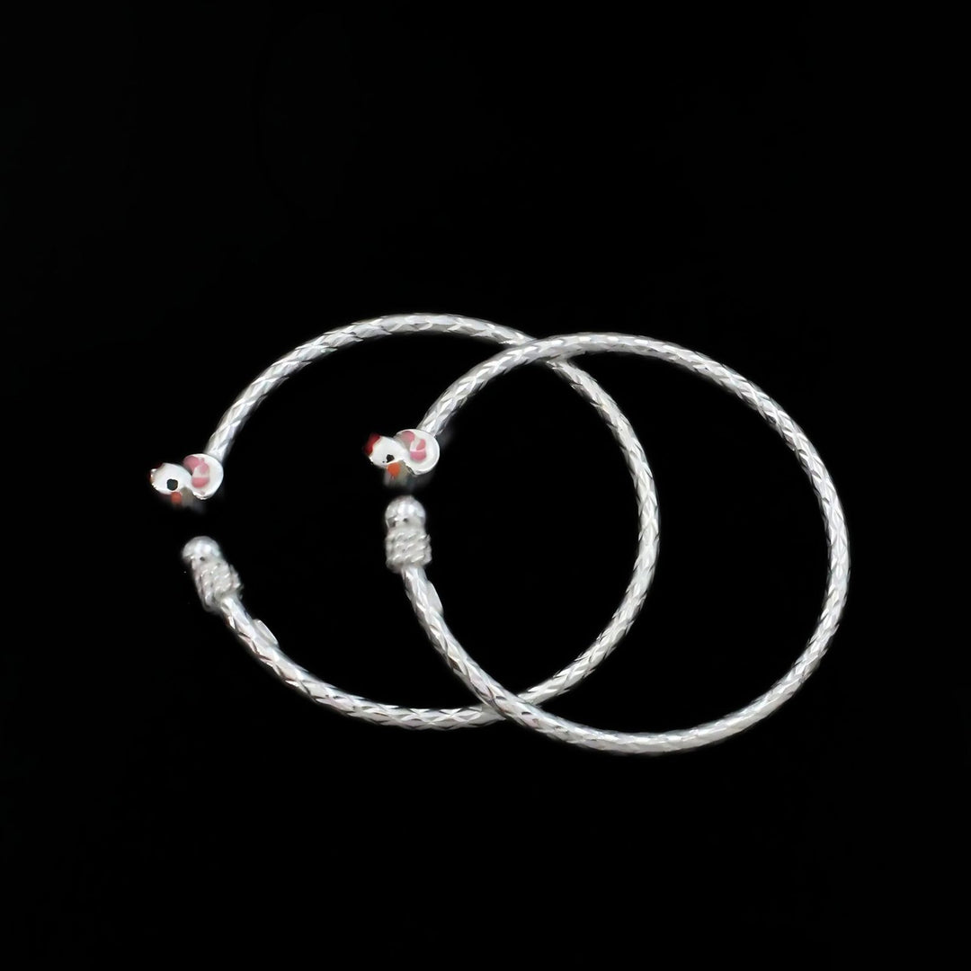 Real 925 Silver cute duck design kids Bangles Bracelet - Pair