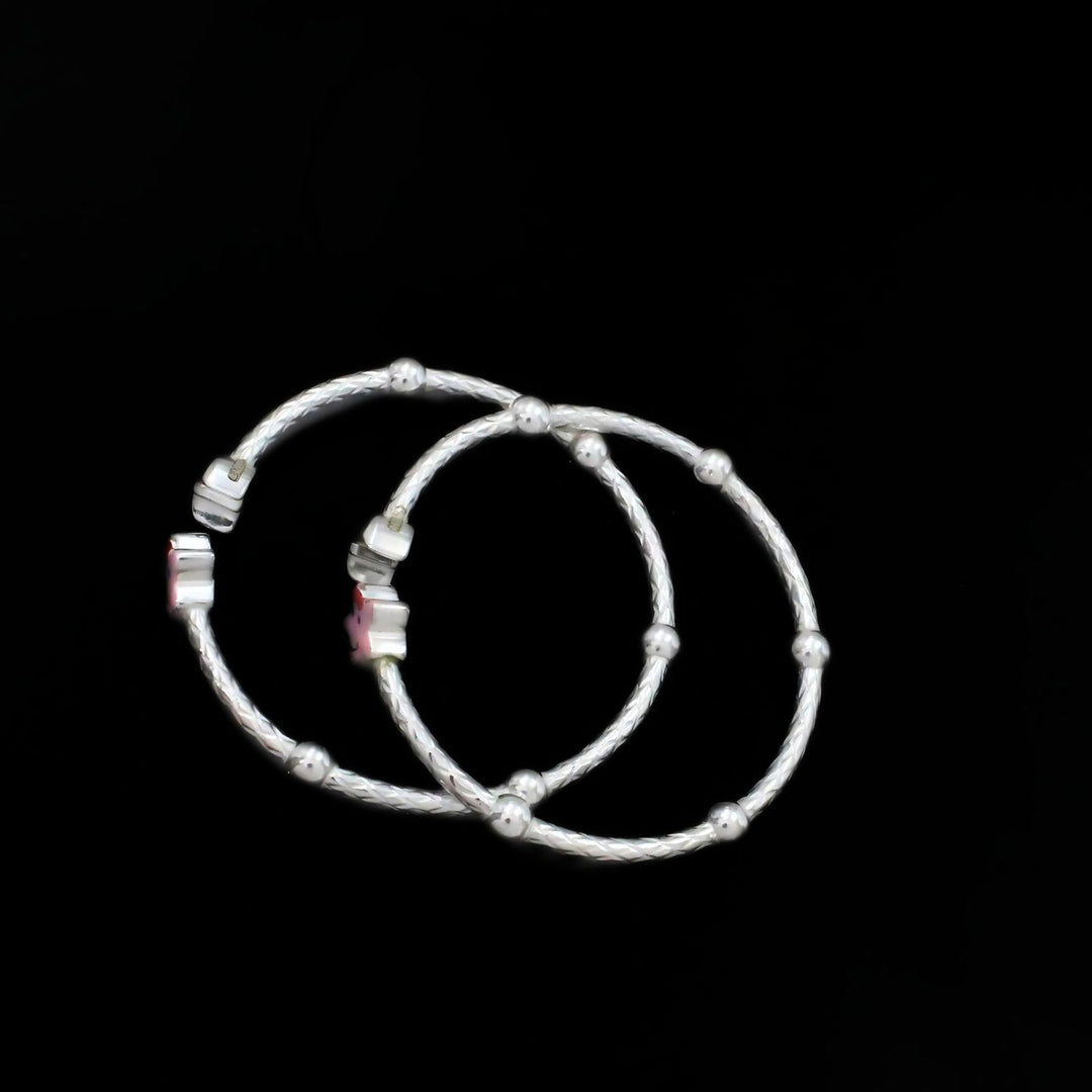 925 Real Sterling Silver amazing moon star design kids Bangles Bracelet - Pair