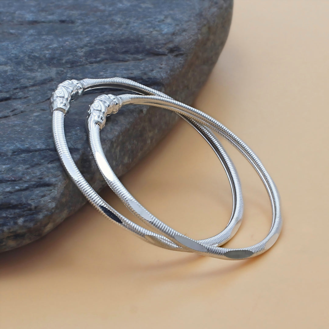 Elephant Face Real Silver kids Bangles Bracelet - Pair
